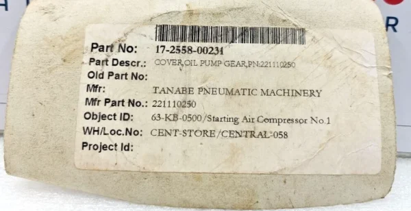 TANABE COMPRESSORS 17-2558-00231 GEAR PUMP OIL COVER - Image 3